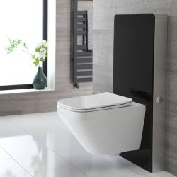Milano Arca - Black 500mm Compact WC Unit with Farington Rimless Toilet