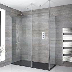 Milano Alto - Chrome Corner Walk-In Shower Enclosure with Slate Tray - Choice of Size