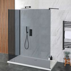 Milano Nero-Luna - Smoked Glass 2 Sided Walk-In Shower Enclosure with Tray - Choice of Sizes