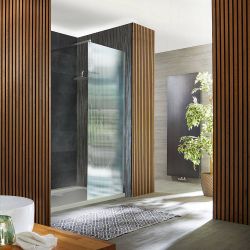 Milano Florence - Fluted Glass Chrome Walk-In Shower Enclosure with Tray - Choice of Sizes