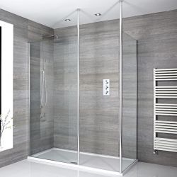 Milano Alto - Chrome Corner Walk-In Shower Enclosure with Tray - Choice of Size