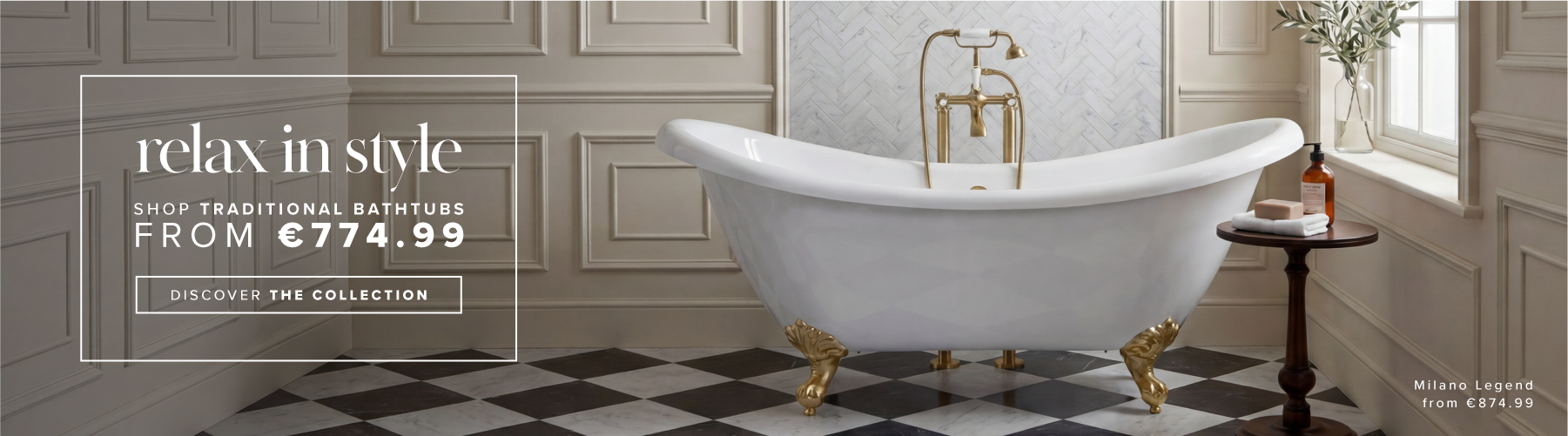 Shop traditional bathtubs from €774.99