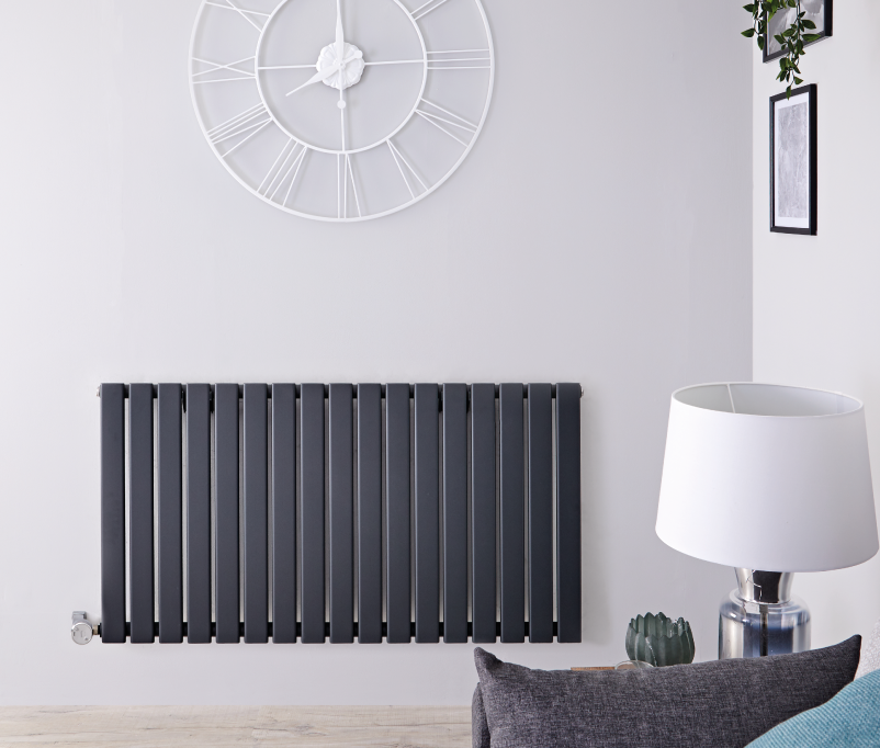 Milano Aruba anthracite horizontal designer radiator with choice of height and width 